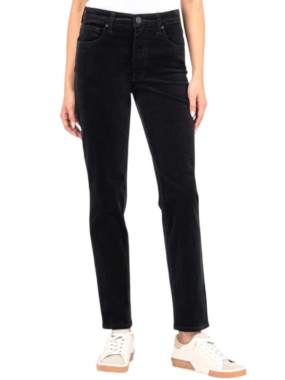 Kut From Kloth Womens Jean Size 10 Black Corduroy Rachael High Rise Fab Ab Mom
